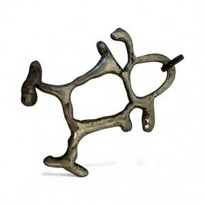 Vintage Silver Tone Metal Artsy Necklace Pendant Handmade